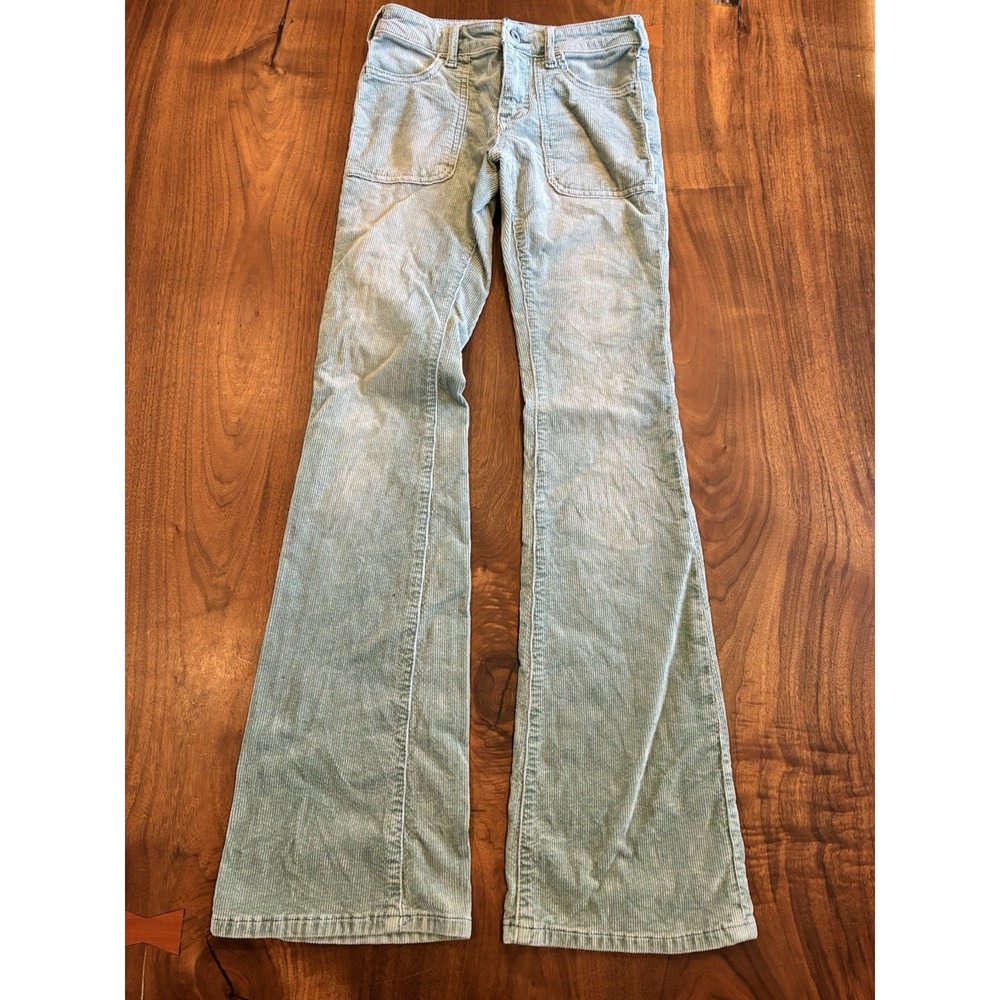 Pilcro Jeans Womens 23‎ The Icon Low Rise Pale Green Corduroy Flare Leg Boho